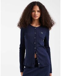Lacoste - Co-ord Pointelle Long Sleeve Button Through Top - Lyst