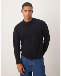 ASOS - Oversized Knitted Lambswool Rib Crew Neck Jumper - Lyst