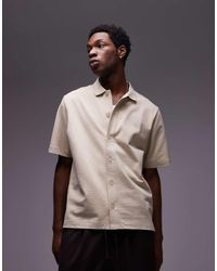 TOPMAN - Camisa Extragrande Con Botones De Punto Liso De -Neutro - Lyst
