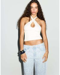 Stradivarius - Halter Cross-over Top - Lyst