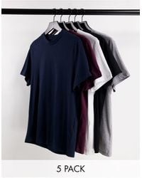 ASOS – 5er-pack t-shirts mit rundhalsausschnitt -multi - Blau