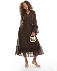 Object - Boho Maxi Jurk Met Ruches En Gelaagde Mouwen - Lyst