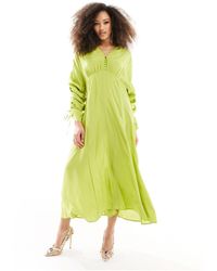 & Other Stories - Drapey Midaxi Dress With Ruche Tie Volume Sleeves - Lyst