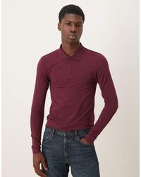 ASOS - Polo Burdeos Básico Ajustado De Manga Larga Essentials De -Rojo - Lyst