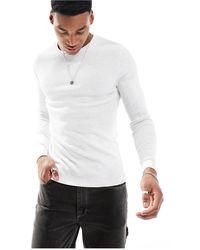 ASOS - T-shirt côtelé près du corps à manches longues - grège chiné - Lyst