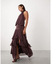 Mango V Neck Ruffle Layer Maxi Dress in Pink | Lyst Mango V Neck Ruffle Layer Maxi Dress in Pink | Lyst