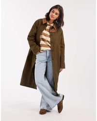 ASOS - Gewatteerde Trenchcoat Met Kraagje Van Corduroy En Lange Pasvorm - Lyst