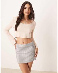 ASOS - Ribbed Long Sleeve Crop Top With Trim Detail - Lyst