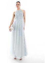 Maya - Embellished Halter Neck Maxi Bridesmaid Dress - Lyst