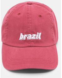 Pull&Bear - Cappellino Color Lampone Con Scritta "Brazil" - Lyst