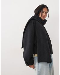 ASOS - Ensemble manteau court et écharpe habillé en laine chiné - Lyst