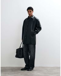 ASOS - Trenchcoat Met Leerlook - Lyst