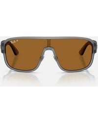 Ray-Ban - Rb2229 Polarized S Lenses Square Polarised Sunglasses With Bronze Lens - Lyst