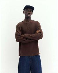 Pull&Bear - Henley Waffle-knit Long Sleeve T-shirt - Lyst