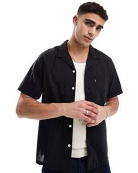 Levi's - Camisa Negra A Rayas De Manga Corta Con Cuello De Solapas De Gasa De Algodón The Sunset Camp De - Lyst