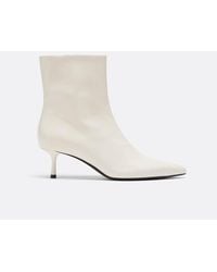 Stradivarius - Leather Effect Kitten Heel Ankle Boots - Lyst