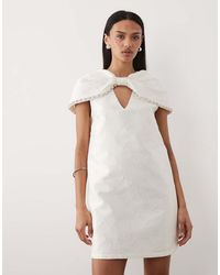 Sister Jane - Bridal Detachable Cape Detail Pearl Embellished Mini Dress - Lyst