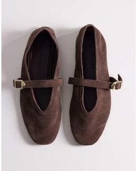 ASOS - Lively Premium Suede Mary Jane Ballets - Lyst