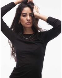 TOPSHOP - Premium Sheer Crew Neck Long Sleeve Top - Lyst