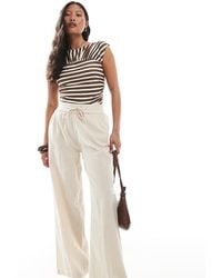 Only Petite - Wide Leg Linen Look Trousers - Lyst
