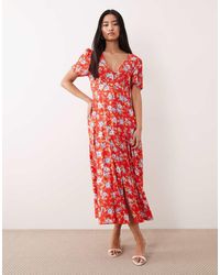 Nobody's Child - Bonnie V-neck Short Sleeve Midi Dress - Lyst