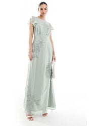 Maya - Floral Embroidered Cowl Back Maxi Bridesmaid Dress - Lyst