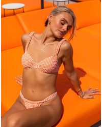 South Beach - X Misha Grimes Glitter Gingham Ruched Side Bikini Bottom - Lyst