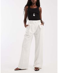 ASOS - Tailored Linen Blend Wide Leg Pants With Pleat Detail - Lyst