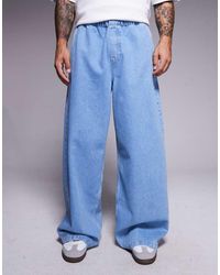 ASOS - Vaqueros Muy Holgados Con Lavado Claro Y Cinturilla Elástica Con Cordón Interior De -Azul - Lyst