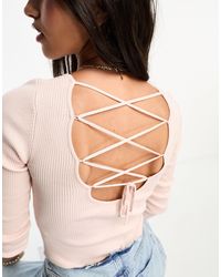 Stradivarius - Knitted Top With Cross Back Detail - Lyst
