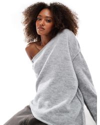 Miss Selfridge - Asym Off The Shoulder Slouchy Cozy Knit Sweater - Lyst
