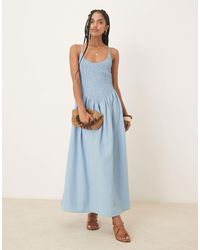 ASOS - Scoop Neck Crinkle Maxi Dress With Cross Back - Lyst