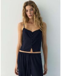 Pull&Bear - Lace-trimmed Camisole Crop Top - Lyst