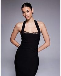 Lipsy Halterneck Bodycon Dress in Blue | Lyst UK