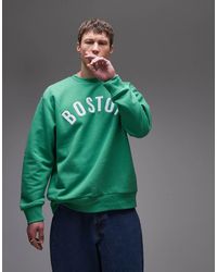 TOPMAN - Relaxed Fit Sweatshirt With Boston Chenille Embroidery - Lyst