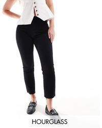 Topshop Hourglass - Jeans Dritti Alla Caviglia Neri Con Orlo Grezzo E Vita Medio Alta - Lyst