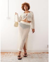 Noisy May - Jupe longue d'ensemble au crochet à détail noué - beige - Lyst