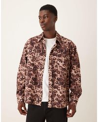 ASOS - – oversize-hemd aus schwerem twill mit leopardenmuster und taschendetail - Lyst