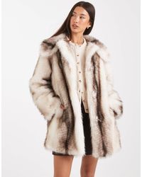 ASOS - – midi-mantel aus kunstpelz - Lyst