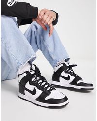 Nike - Dunk hi retro - sneakers alte nere e bianche - Lyst