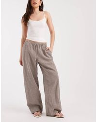 Gap - Checked Pull On Linen Mix Trouser - Lyst