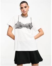ASOS - Oversized T-shirt With Bra Graphic Print - Lyst