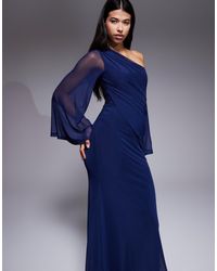 ASOS - Off Shoulder Wide Sleeve Draped Maxi Dress - Lyst