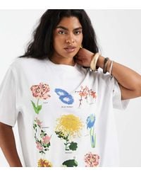 ASOS - Asos Design Curve Oversized T-Shirt With Vintage Flower Illustration Graphic - Lyst