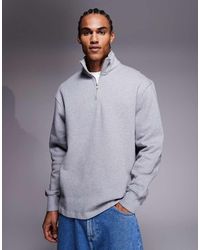 ASOS - Oversized Heavyweight Quarter Zip Sweatshirt With Fixed Hem - Lyst