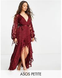 ASOS DESIGN Petite - Vestito lungoASOS in Materiale sintetico di colore  Nero | Lyst