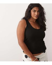 Brave Soul - Brave Soul Curve Ribbed Scoop Neck Singlet Top - Lyst