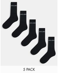 Jack & Jones - 5 Pack Ribbed Logo Socks - Lyst