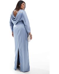 Tfnc Plus - L'invitée - robe longue à dos bénitier - cendré - Lyst
