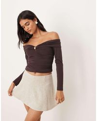 Abercrombie & Fitch - Off The Shoulder Long Sleeve Hardware Detail Top - Lyst